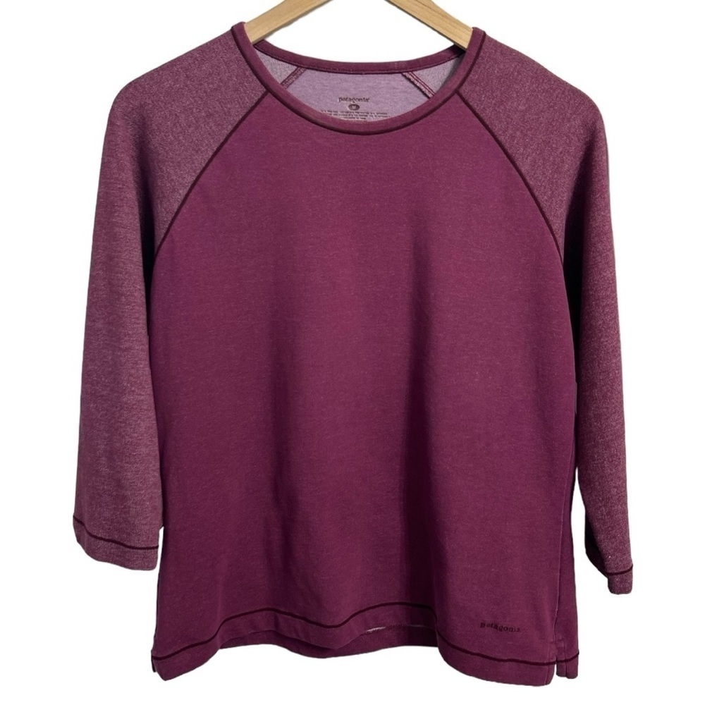 Patagonia Crew Neck Womens Blouse 3/4 Length Sleeves Size Medium Crew Neck Top